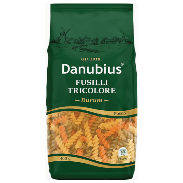 Testenina DANUBIUS Fusilli tricolore 400g
