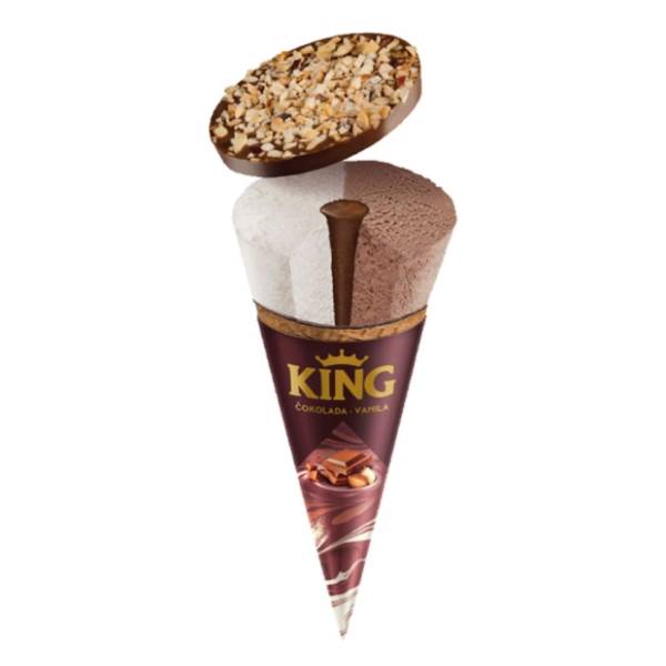 Sladoled KING čokolada vanila kornet 160ml