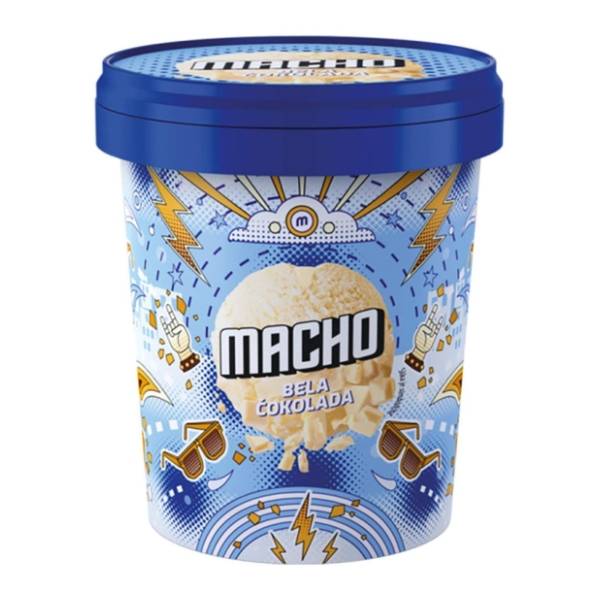 Sladoled MACHO bela čokolada čaša 370ml