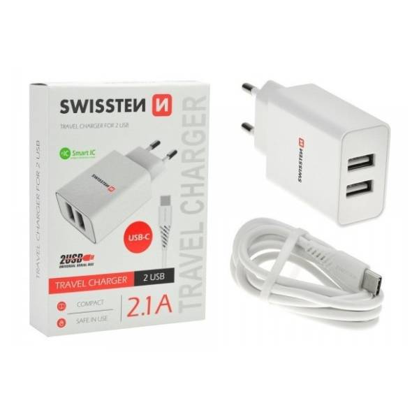 SWISSTEN punjač 2.1A 2xUsb Type-C