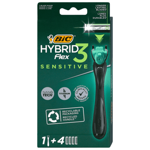 Brijač BIC Hybrid Flex3 sensitive drška + 4 dopune