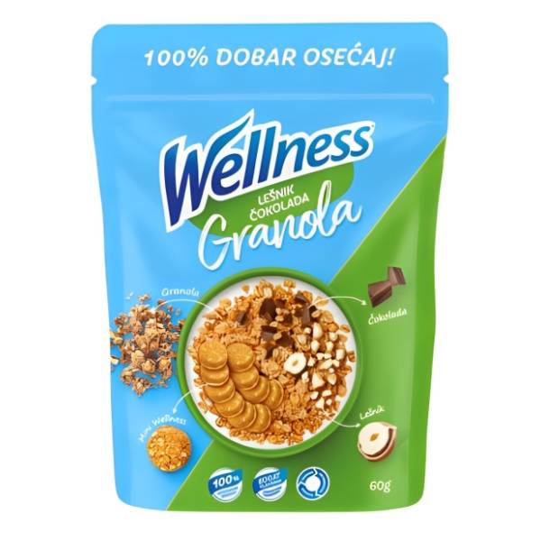 WELLNESS granola lešnik čokolada 330g