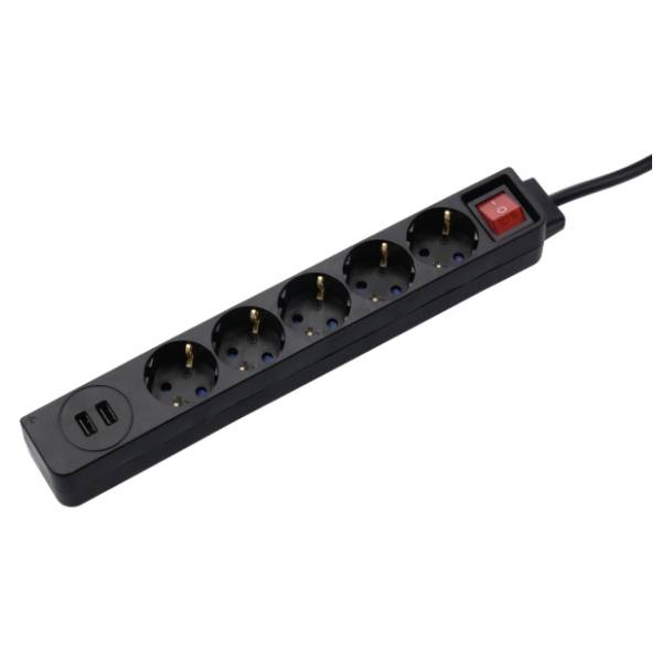 HAMA produžni kabl 5 utičnica, 2xUSB-a 1.4 m