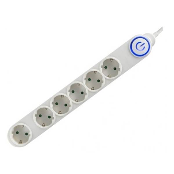 HAMA produžni kabl sa 6 mesta 1.5m 1.0mm2 + nožni prekidač NV06TK/WH