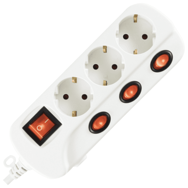 HOME produžni kabl 3 mesta 1,5m 1.0mm2 + prekidači NVK03K/WH