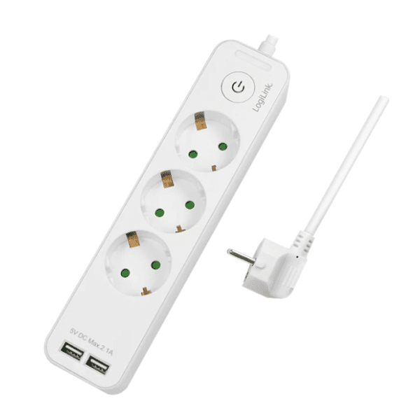 LOGILINK produžni kabl 3 mesta, 2 USB-a, prekidač 1,5m (4782)