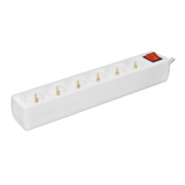 PROSTO produžni kabl sa 6 mesta 5m 1.5mm2 + prekidač NV06K-5/WH-P/1,5