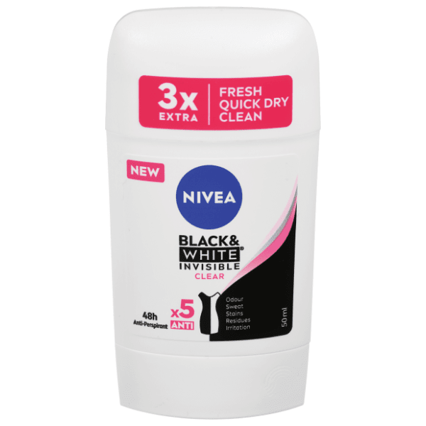 Stik NIVEA Black & white invisible clear 50ml
