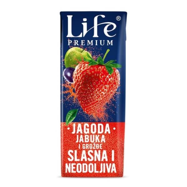 Voćni sok NECTAR Life premium jagoda jabuka i grožđe 200ml