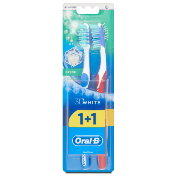 ORAL B 3D white medium četkica za zube 1+1 gratis