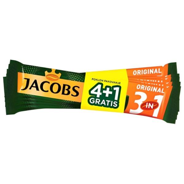 Instant kafa JACOBS 3u1 15,2g 4+1 gratis