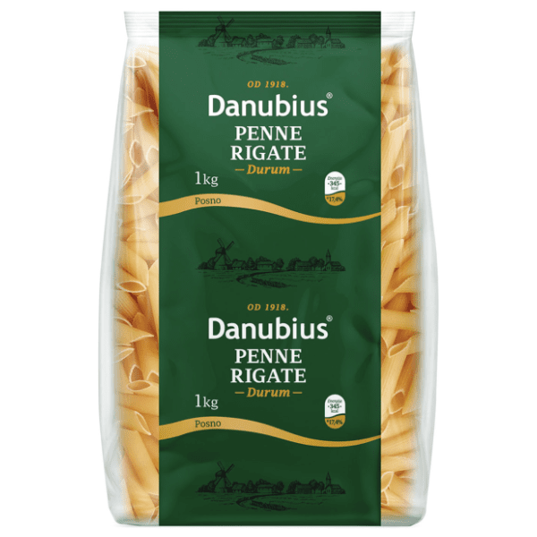 Testenina penne rigate durum DANUBIUS 1kg