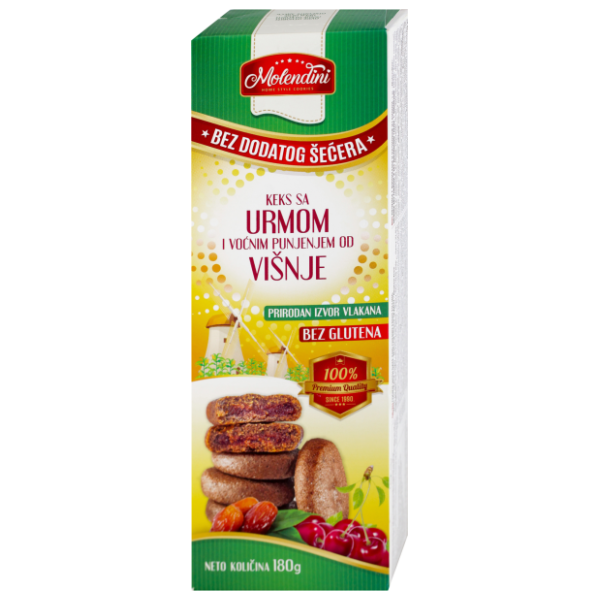 MOLENDINI keks bez glutena sa urmom i punjen višnjom 180g