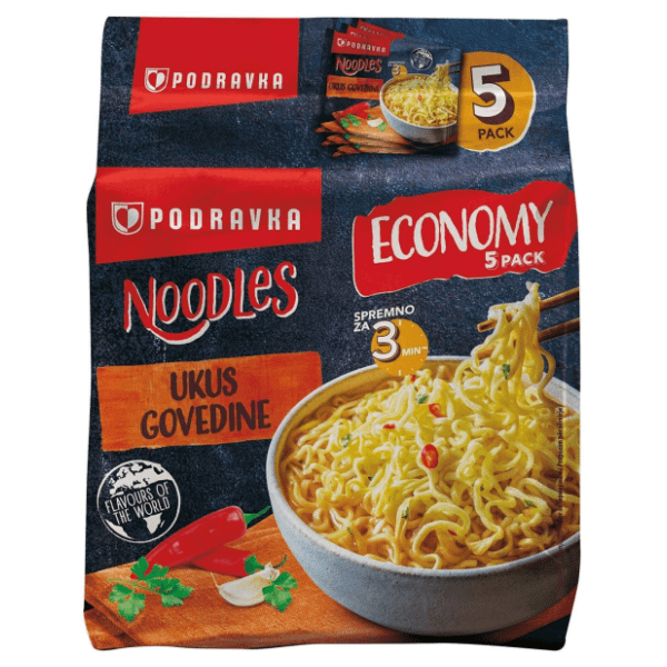 Nudle PODRAVKA govedina fini-mini 5x75g
