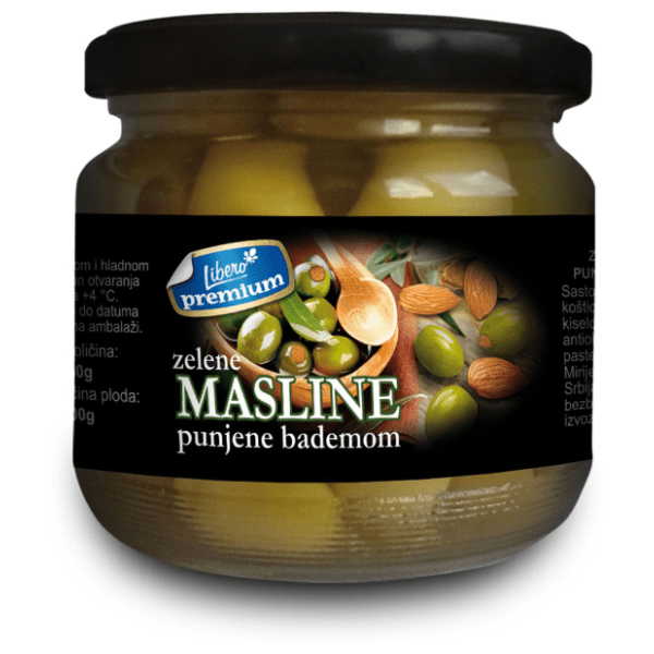 LIBERO Premium zelene masline sa bademom 340g