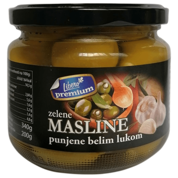 LIBERO premium zelene masline sa belim lukom 340g