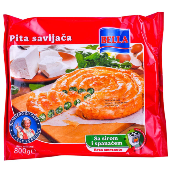 BELLA pita savijača sir spanać 800g