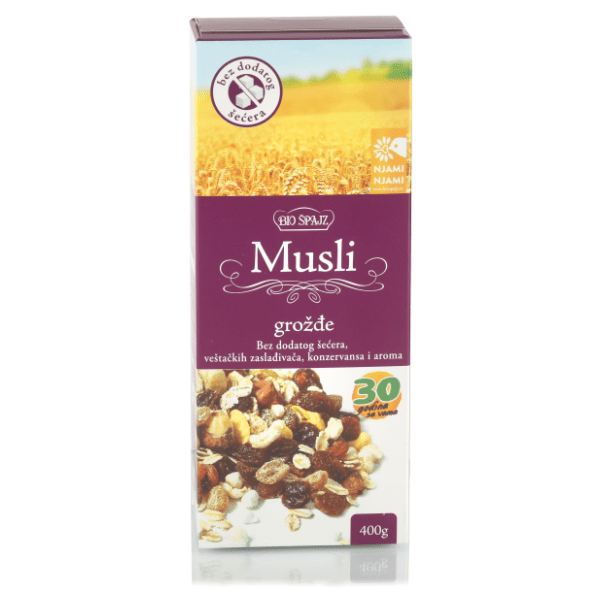 Organski musli grožđe bez dodatog šećera BIO ŠPAJZ 400g