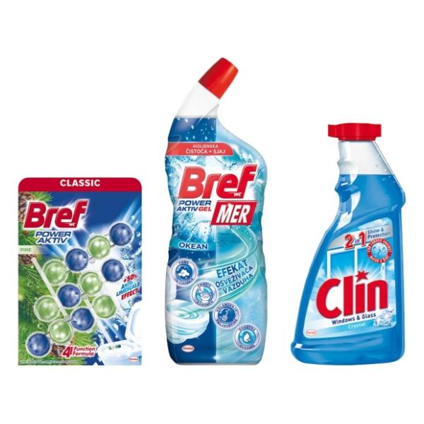 BREF WC osveživač 3x50g + MERIX Clin 500ml + BREF Mer 700ml