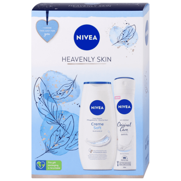 NIVEA set Heavenly Skin (dezodorans i gel za tuširanje)