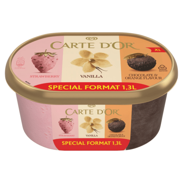 Sladoled CARTE D'OR trio New York jagoda vanila čokolada-pomorandža 1300ml