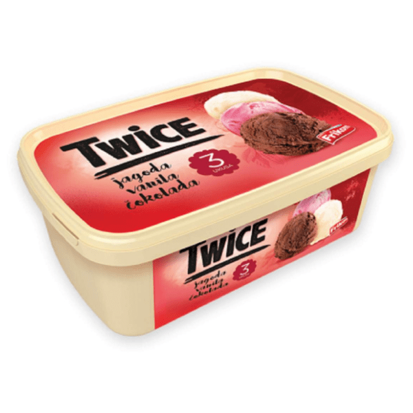 Sladoled FRIKOM Twice vanila čokolada jagoda 1700ml