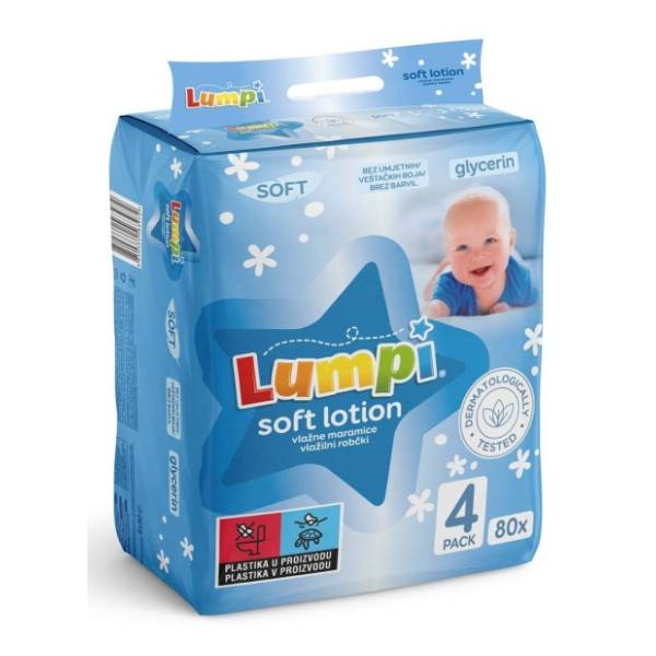 Vlažne maramice LUMPI soft losion 4x80kom