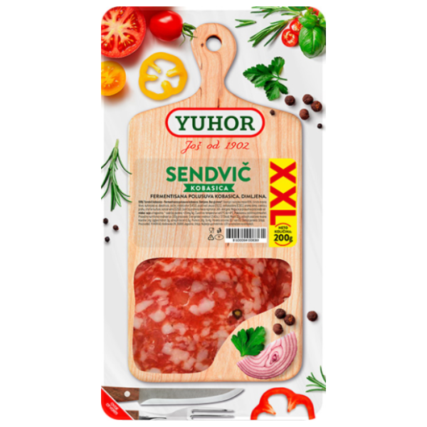 YUHOR sendvič kobasica XXL slajs 200g