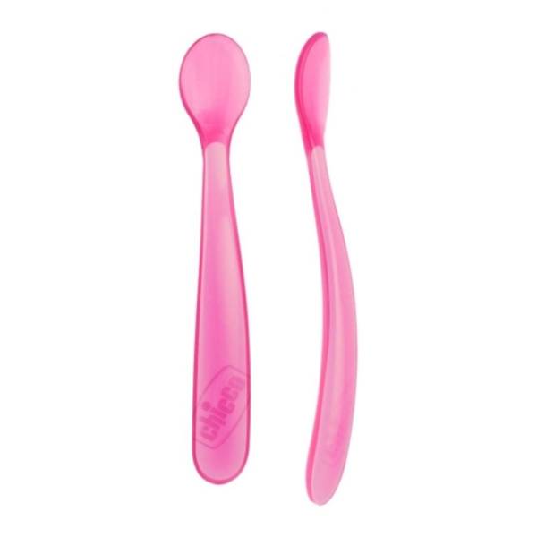 CHICCO silikonska kašika (6m+) roze 2kom