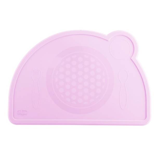 CHICCO Silikonski tanjir za bebe roze