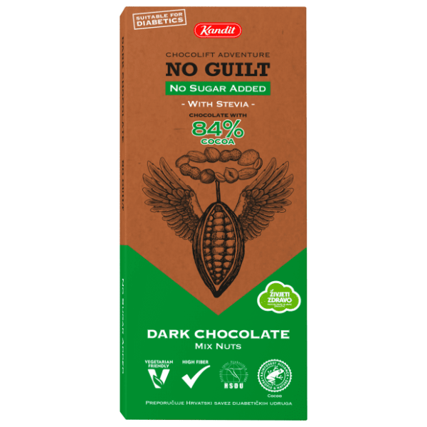 Crna čokolada KANDIT no guilt mix nuts 84% 80g