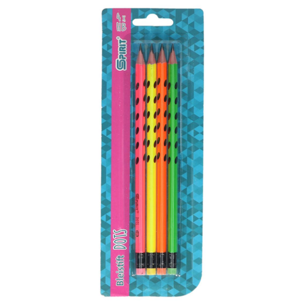 Drvena olovka SPIRIT neon dot 4kom