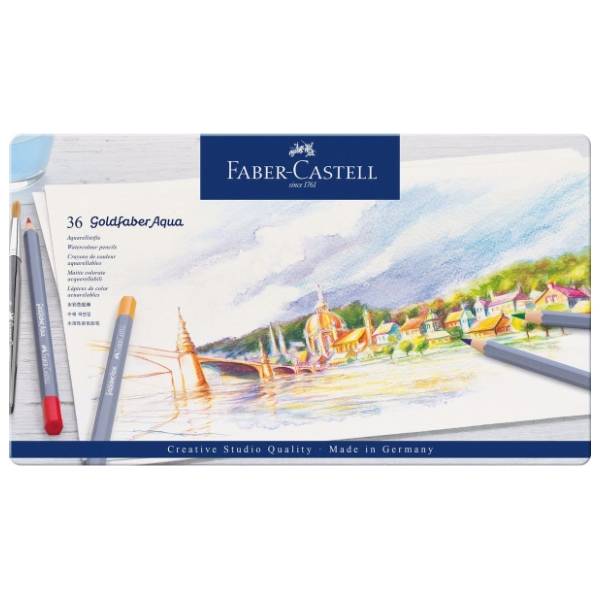 Drvene boje FABER CASTELL goldfaber aqua metalna kutija 36kom