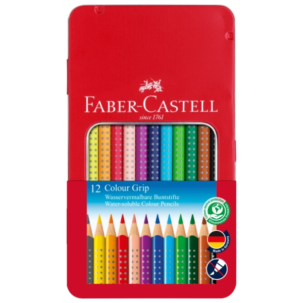 Drvene boje FABER CASTELL grip metalna kutija 12kom