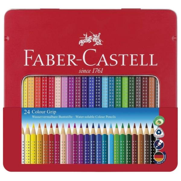 Drvene boje FABER CASTELL grip metalna kutija 24kom
