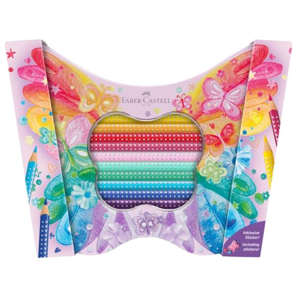 Drvene boje FABER CASTELL grip sparkle metalna kutija 20kom