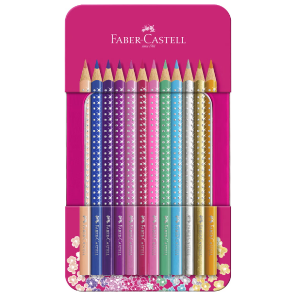 Drvene boje FABER CASTELL sparkle metalna kutija 12kom