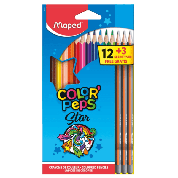 Drvene boje MAPED color peps 12kom + 3 kom gratis