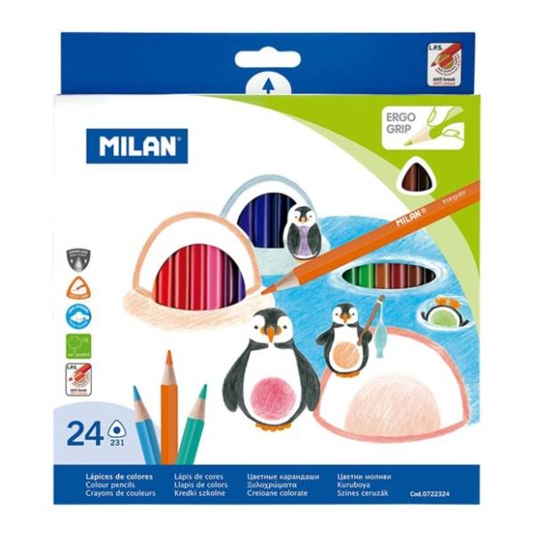 Drvene boje MILAN trouglaste 24kom