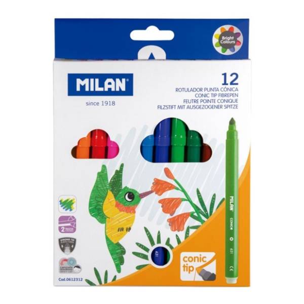 Flomasteri MILAN conic 12kom