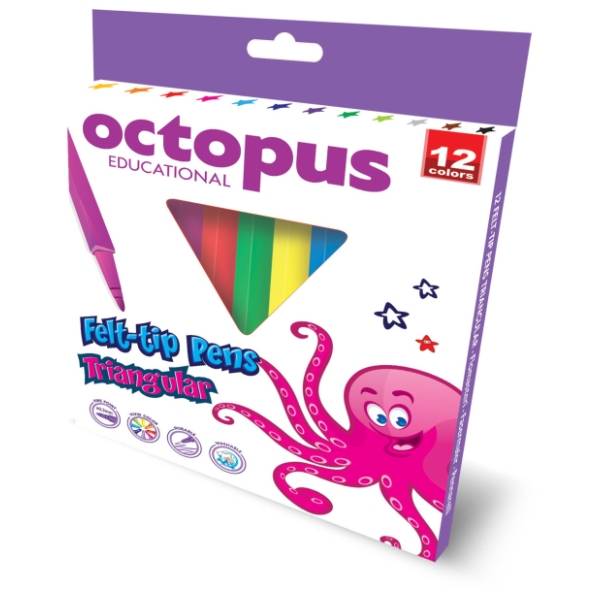  Flomasteri OCTOPUS unl triangular vodoperiv 12kom