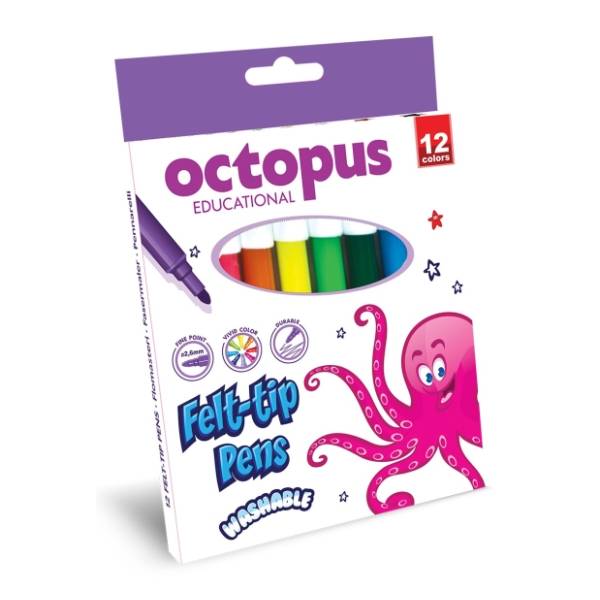 Flomasteri OCTOPUS unl vodoperiv 12kom