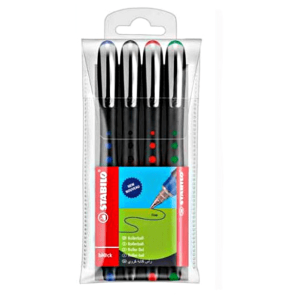 Gel olovka STABILO roler black 4kom
