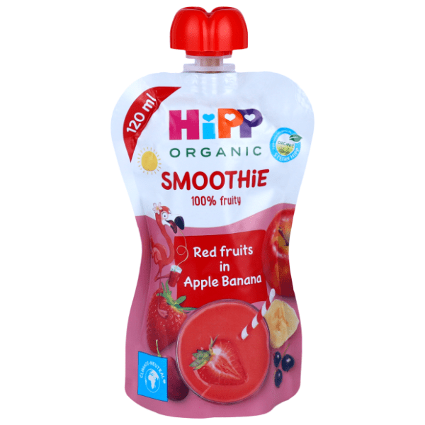 HIPP organic kašica smoothie jabuka banana crveno voće 120ml