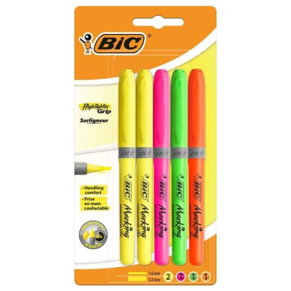 Marker BIC highlighter grip 5kom