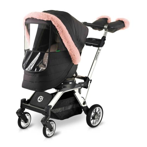 ORBIT BABY Zimski set za kolica crni sa roze krznom	