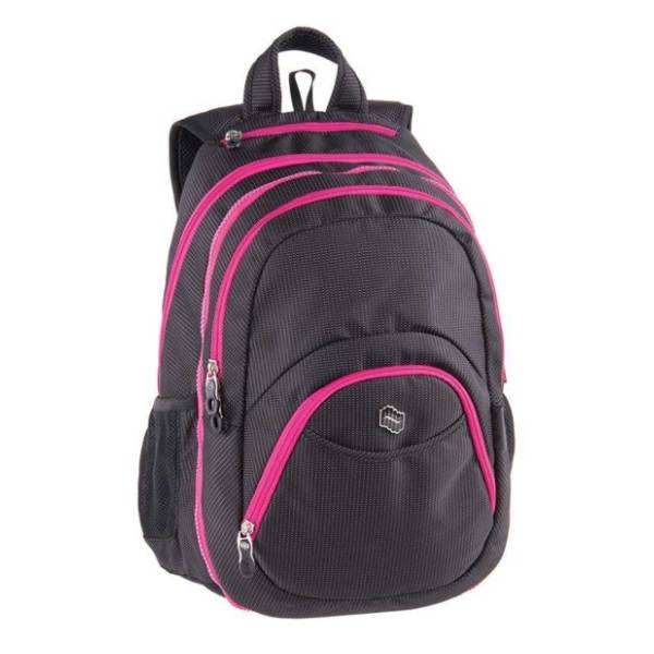 Ranac za školu PULSE Teens pink-black dot 
