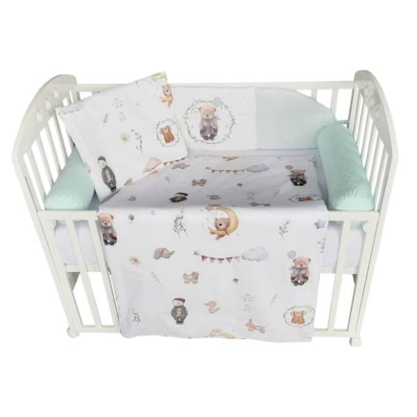 BABY TEXTIL posteljina za bebe Retro mede 80 x 120 cm mint