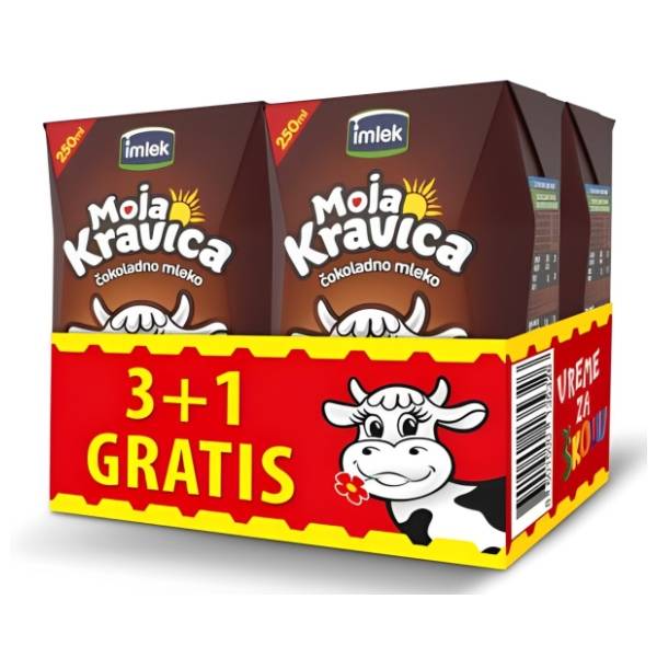 Čokoladno mleko MOJA KRAVICA 1% 250ml 3+1gratis