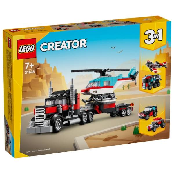 LEGO Creator 3in1 kamion s ravnom platformom i helihopterom 31146